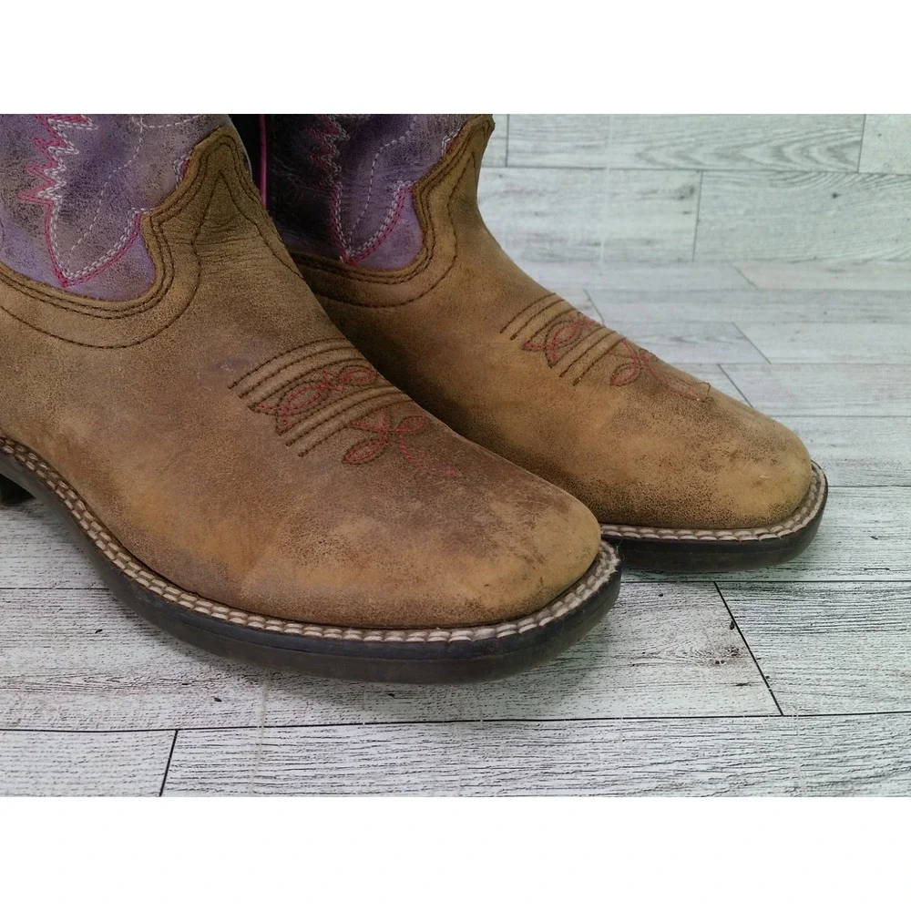 Girls Smoky Mountain Tracie Western Boot Square Toe Sz 2.5 R Pink Purple Cowgirl